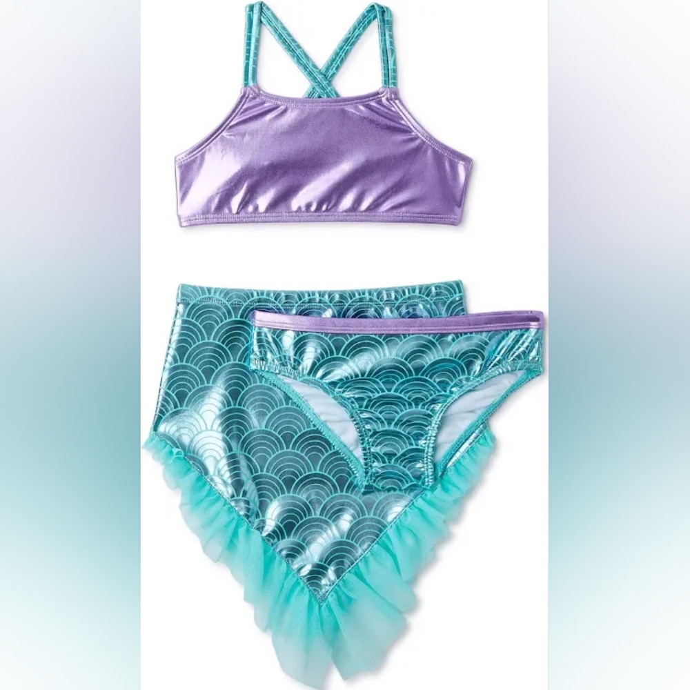 Brand New baby/toddler Little Mermaid bathing suit. 3 piece bikini. 18 months.